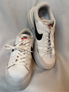 Nike Court Legacy Lift DM7590-100 White Hemp Black Low Top Athletic Sneakers